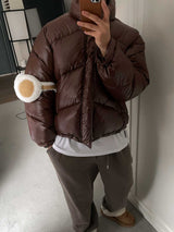 ASCLO 光沢斜めパッド入りジャンパー (4color)
