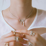 [MADE] Ribbon bold necklace (silver)