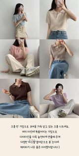 ピングハチカラーショートスリーブニットウェア / Ping Hachi Collar Short-sleeved Knitwear