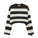 0 2 Lambs Wool Crop Stripe Knit - WHITE (6626815574134)