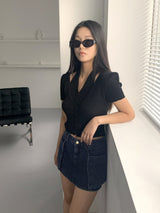 オッターオールインワンブックレットホルタースリーブレス半袖カーディガン/ Otter all-in-one booklet halter sleeveless knit short-sleeved cardigan