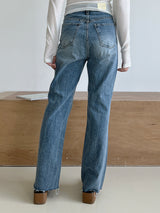 クラックジップアップストレートパンツ/no.3434 crack straight pants