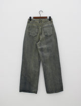 オリーブウォッシュデニムパンツ / Olive washed denim pants