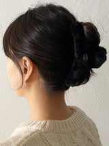 Vintage mood Fur Hair Barrette [Black]