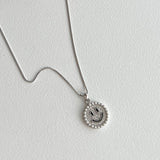 パールキュービックニットスマイルコインハンドメイドネックレス/mmi Silver 925 Pearl Cubic Kit Smile Coin Handmade Necklace