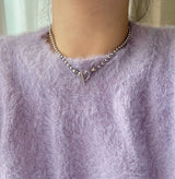 cho ボールチェーンハートボールドデイリールックチョーカーショートネックレス / cho Ball Chain Heart Bold Daily Look Choker Short Necklace