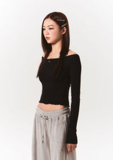 smooth off shoulder top - black