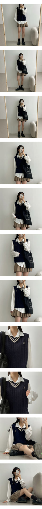エンブロイダリーVニットベスト / Ils embroidered V-knit vest