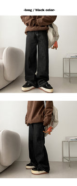 【XS～2XLの6サイズ!】裏毛ステッチセントデニムワイドパンツ