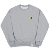 [UNISEX] Leopard Flower Smile Embroidery White Clip Sweatshirt (6655515754614)
