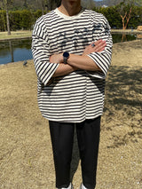 ASCLO Marine Stripe Three Quarter sleeve T Shirt (3color) (6565916049526)