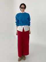 カラーリーズクロップスウェットシャツ/Color Raised Crop Sweatshirt [ Yellow ]