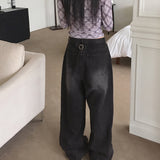 [MADE] Bolkin back point washing black denim wide pants