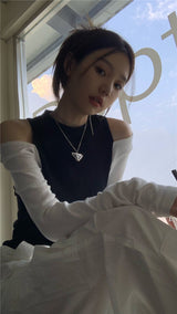 オレオ オープン ショルダー ニット トップ / Oreo open shoulder knit top