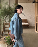 Lavender crop denim jacket (2 color) (6694661292150)