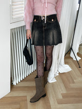 Poltz y2k pleated mini denim skirt