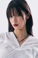 NO.435 [BLACK] HEART PEARL NECKLACE 