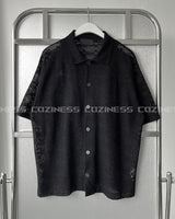SIメッシュショートスリーブシャツカーディガン / SI mesh short-sleeved shirt cardigan (2 colors)