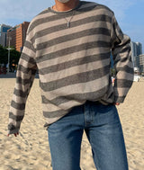 ストライプパンチロングスリーブニット / STRIPED PUNCHING LONG SLEEVE KNITWEAR(3COLOR)