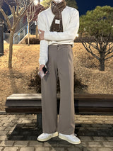 LMN ピンタックバックバンディングワイドスラックス / LMN pin tuck back-banding wide slacks (4 colors)