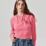 Logo Crop cable knit [3 Color]
