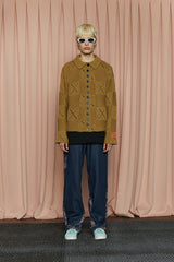 BUTTON ARGYLE KNIT JACKET / OLIVE