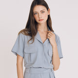 クロップツーポケットシャツ / CROP TWO POCKET SHIRT(SKYBLUE)