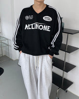 Vネックフットボールスウェットシャツ