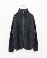 ケーブルハイネックジップアップカーディガン / Cable high neck zip-up cardigan (6color)