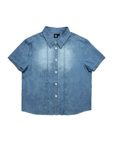 ウォッシュド デニム ハーフシャツ / Washed Denim Half Shirt (Blue)