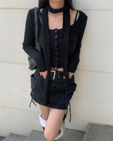 Muffler button knit set