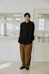 リネンパッチシャツ / unisex linen patch shirts black