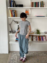ribbon string pants (blue-gray)