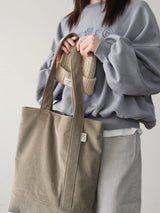 Corduroy simple line bag - khaki gray