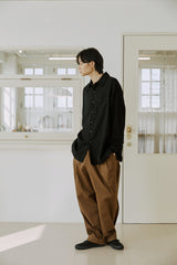 リネンパッチシャツ / unisex linen patch shirts black