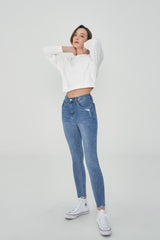 ハイウェストスキニージーンズ/HIGH WAIST LIGHT BLUE SKINNY JEAN [6808]