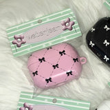 ビンテージブラックリボンエアポッズケース / vintage black ribbon airpods case (pink)
