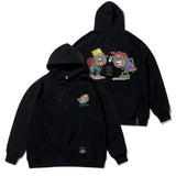 CARTOON OVERSIZED HEAVY SWEAT HOODIE GREY / BLACK (4626268323958)