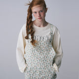 FRILL HEART CORDUROY OVER-ALL, FLORAL CREAM