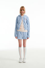 チェリークロップテリーフーディージップアップ／CHERRY CROP TERRY HOODIE ZIP UP [SKY]
