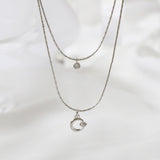 レイヤードシンプルムーンネックレス / Layered simple moon necklace / 2 color