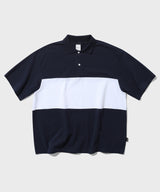 インサイズドカラーブロックピケTシャツ/Incised Color Block Pique Tee (Navy)