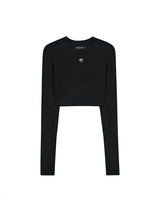 mii リブ LS クロップTシャツ / mii RIBBED LS CROP T-SHIRT BLACK