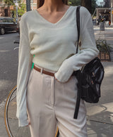 [WOOL]ウィンターウールベーシックVネックニット