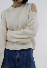 ソフトショルダースプリットニット/Soft shoulder split knit (2color)