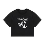 フォーデイアウトロゴバタフライクロップドTシャツ/FOR DAYOUT Logo Butterfly Cropped T-shirt