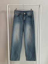 ブルーオンウォッシュドワイドストレートデニムパンツ / Blue-On-Washed Wide Straight Denim Pants