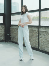 ワンタックリネンバンディングパンツ / W1015 ONE TUCK LINEN BANDING PANTS_LIGHT BLUE