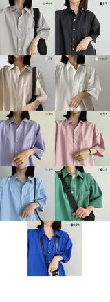ダミングボクシーショートスリーブシャツ/Dumming boxy short-sleeved shirt Shirt
