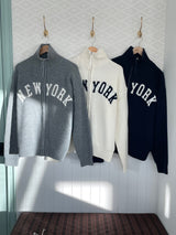 LMN Dear New York レタリングハチニット ジップアップ（3色）